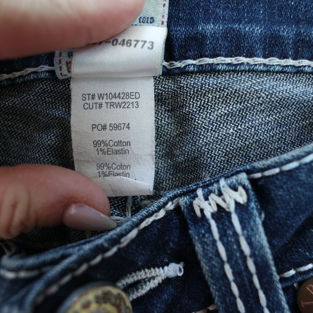 True Religion Josie Shorts Women's 28 Blue Dark Wash Denim Cuffed Flap Pockets - Picture 8 of 13